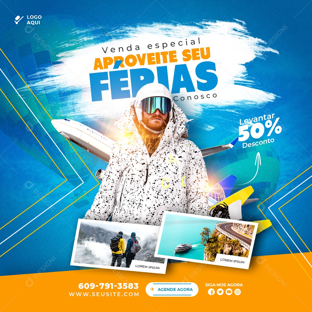 Aproveite Suas Férias Social Media PSD Editável