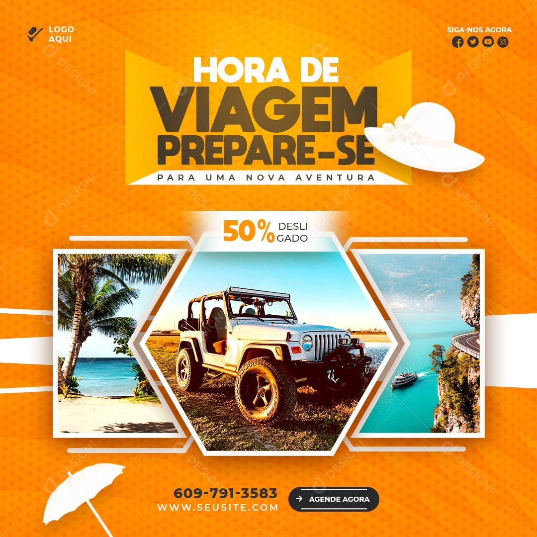 Hora Da Sua Viagem Social Media PSD Editável