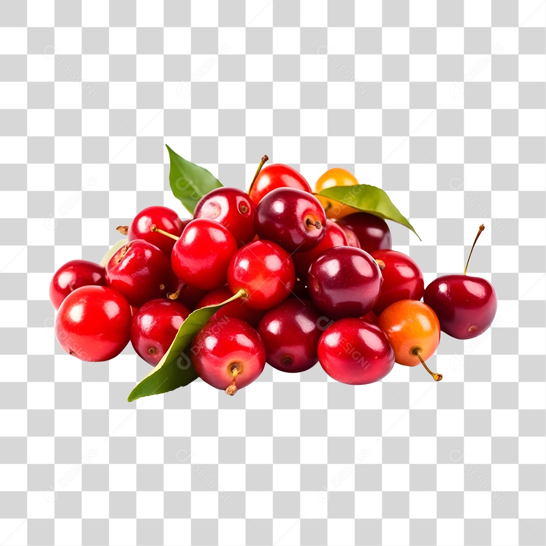 Cerejas maduras e frescas PNG Transparente