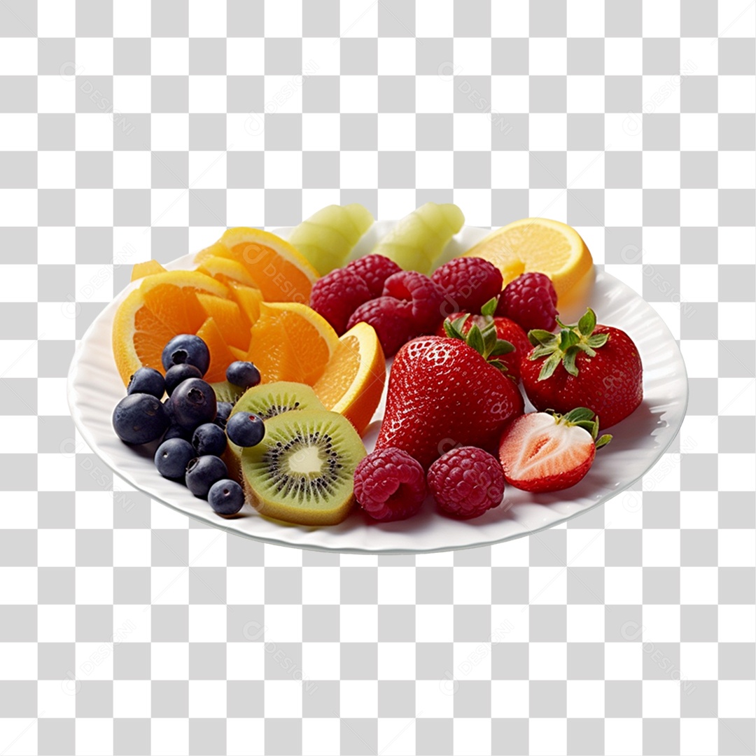 Frutas sobre prato maduras e frescas PNG Transparente