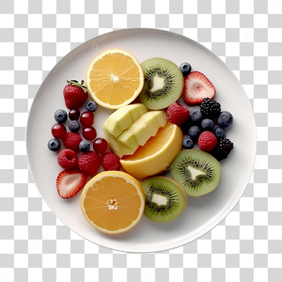 Frutas cortadas sobre uma tigela maduras e frescas PNG Transparente