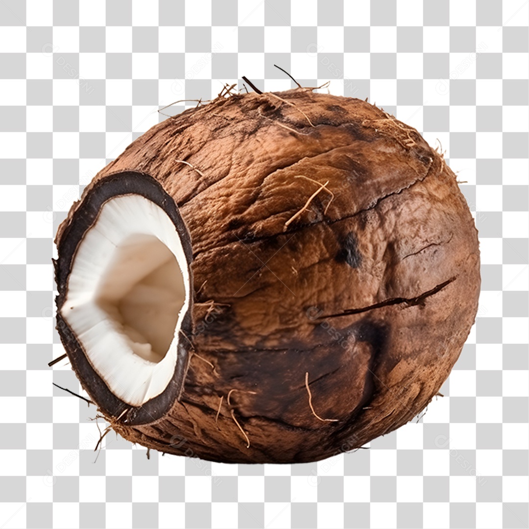 Coco partido ao meio maduro e fresco PNG Transparente