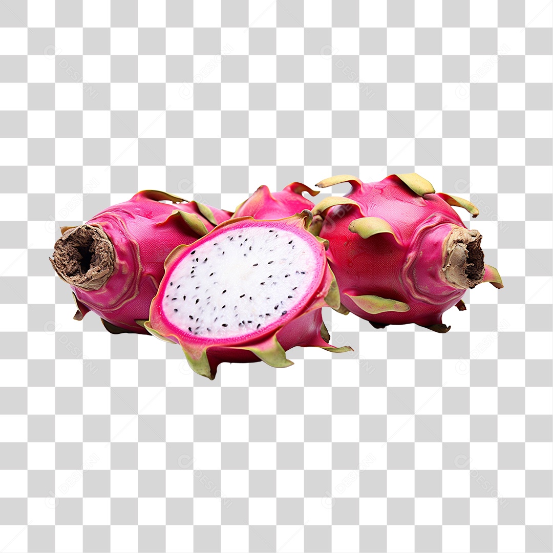 Pitaia partido ao meio madura e fresca PNG Transparente