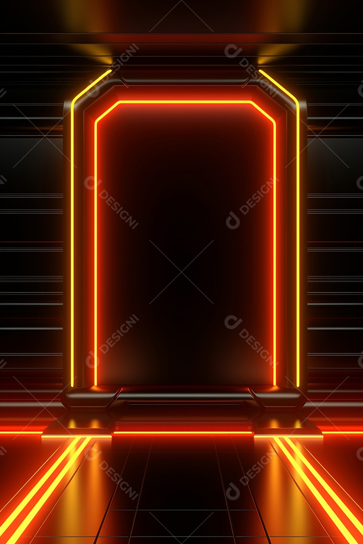 Cenário de um palco com luzes ao fundo