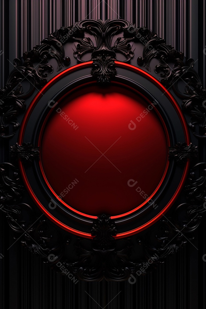 Círculo vermelho com detalhes de preto texturizado