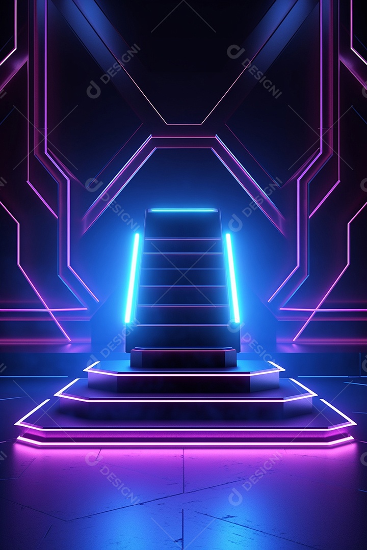 Cenário de um palco com luzes ao fundo