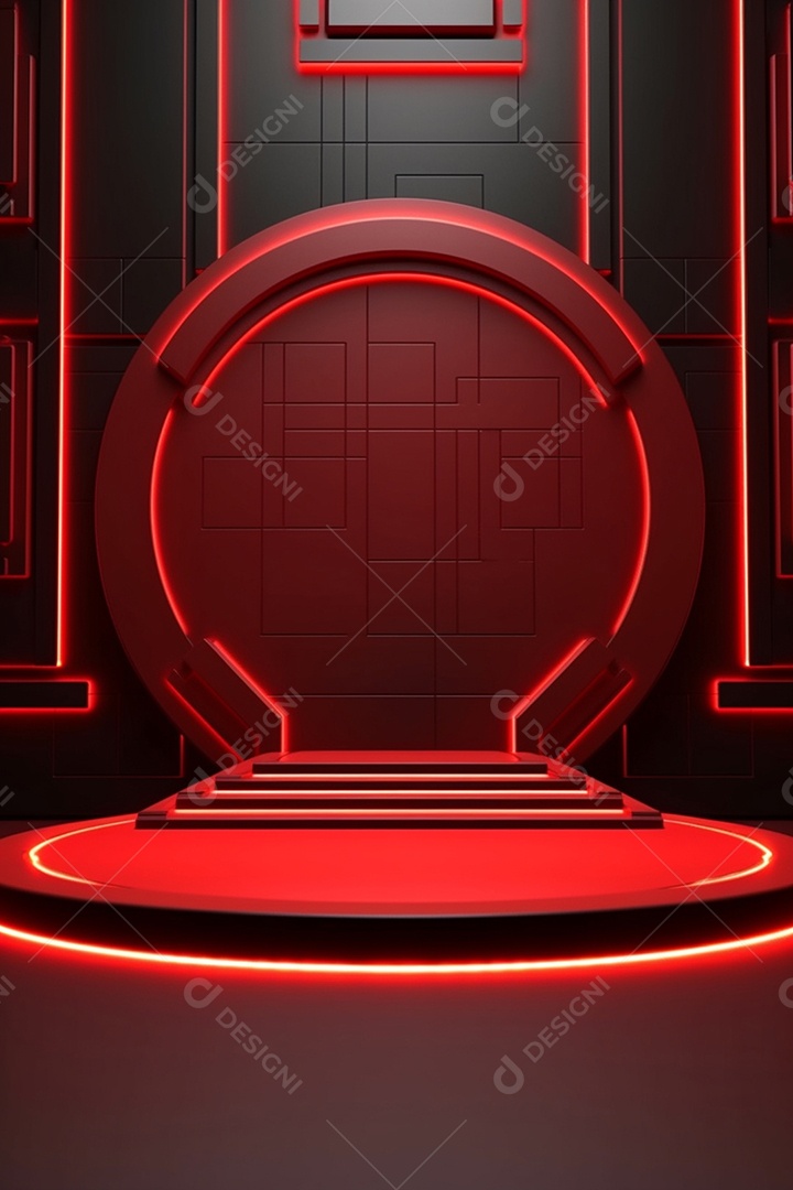 Cenário de um palco com luzes ao fundo