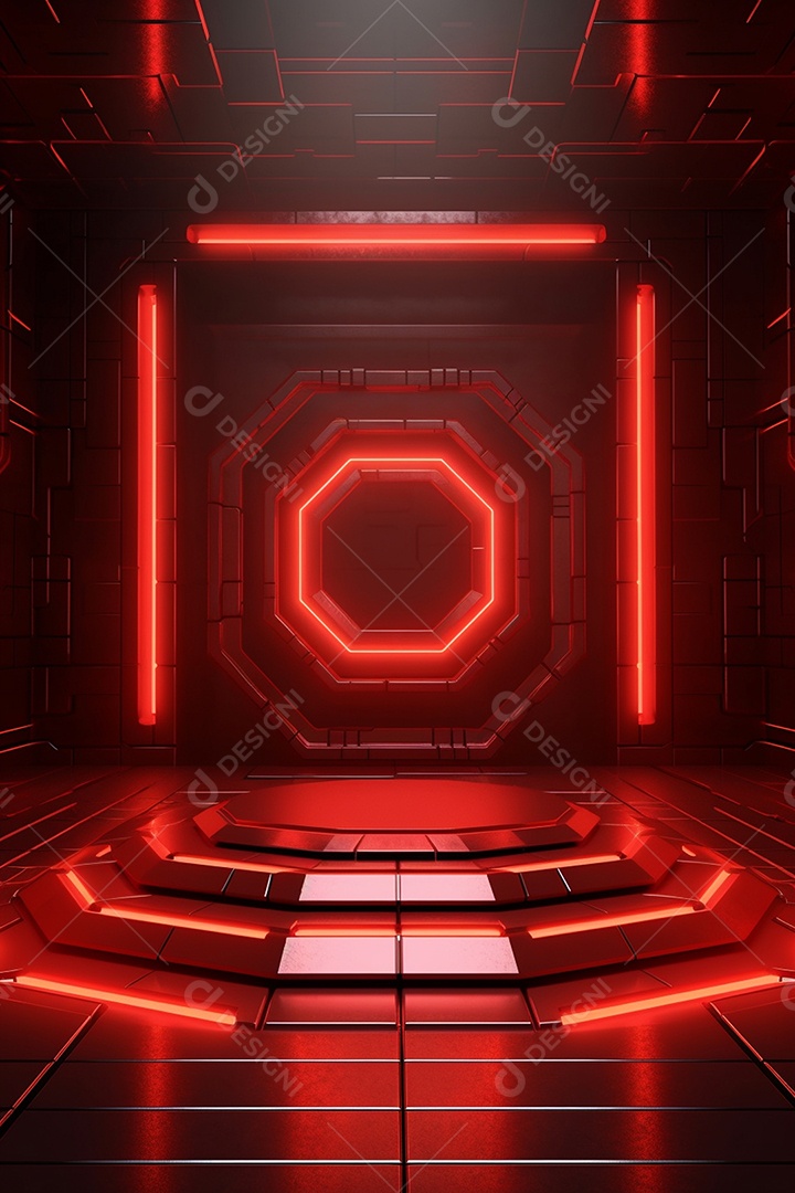 Cenário de um palco com luzes ao fundo