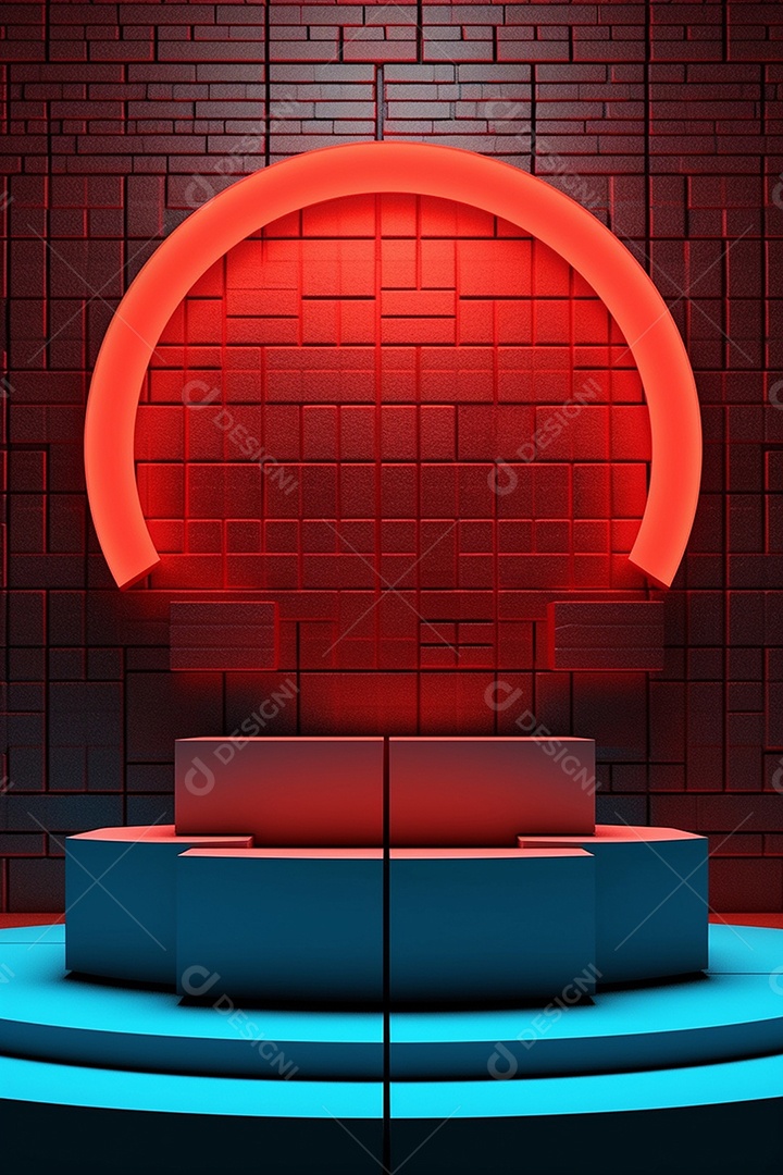 Cenário de um palco com luzes ao fundo