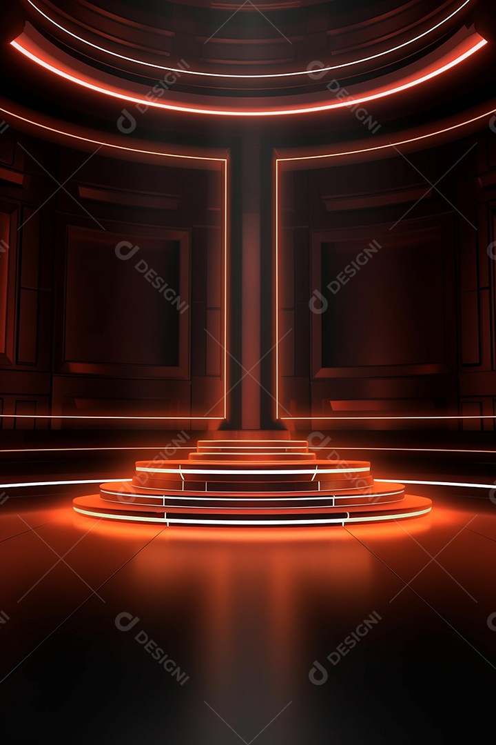 Cenário de um palco com luzes ao fundo