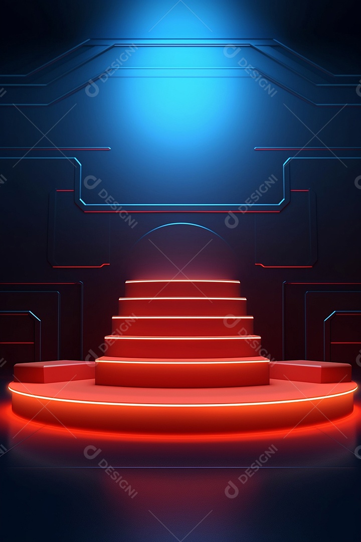 Cenário de um palco com luzes ao fundo