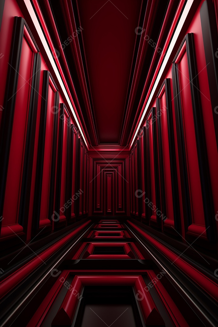 Cenário corredor vermelho com detalhes preto
