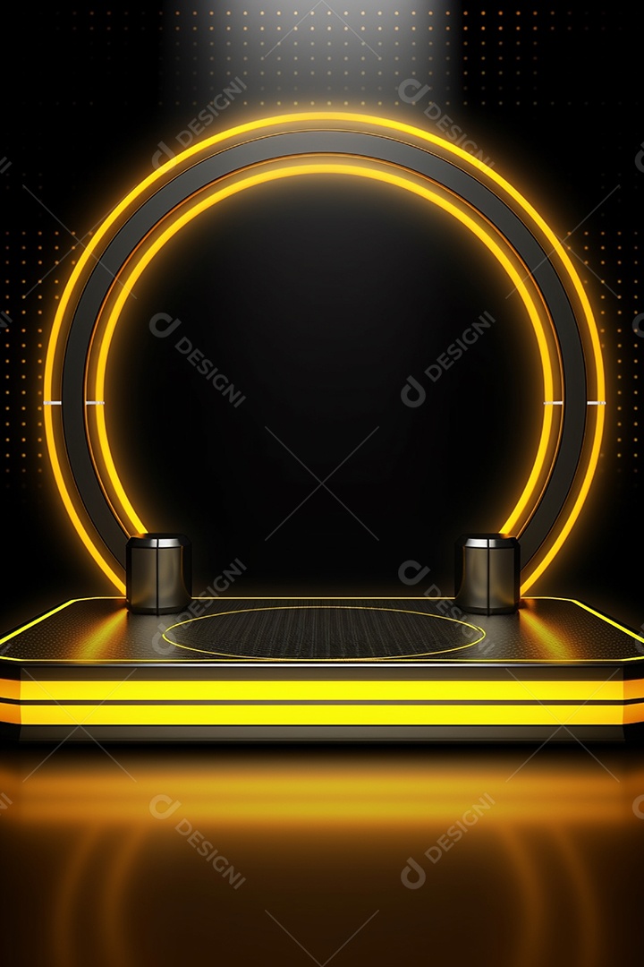 Cenário de um palco com luzes ao fundo