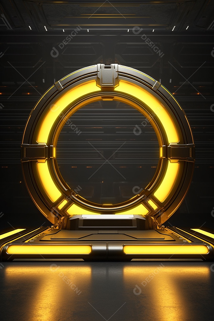 Cenário de um palco com luzes ao fundo