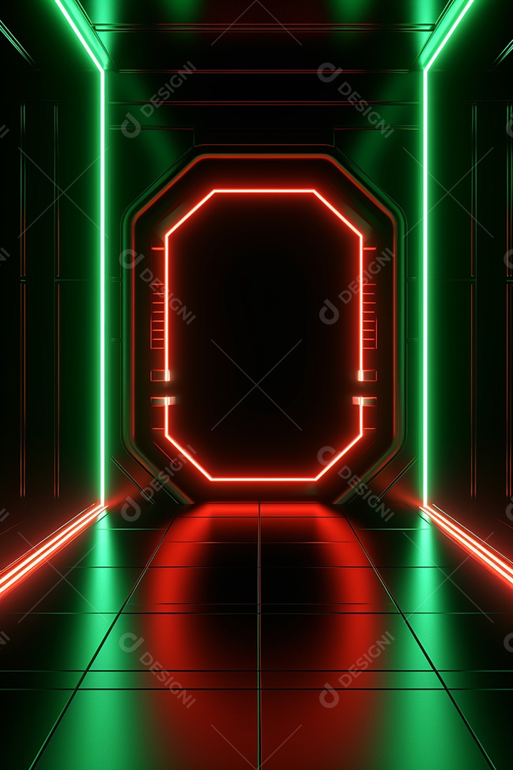 Cenário de um palco com luzes ao fundo