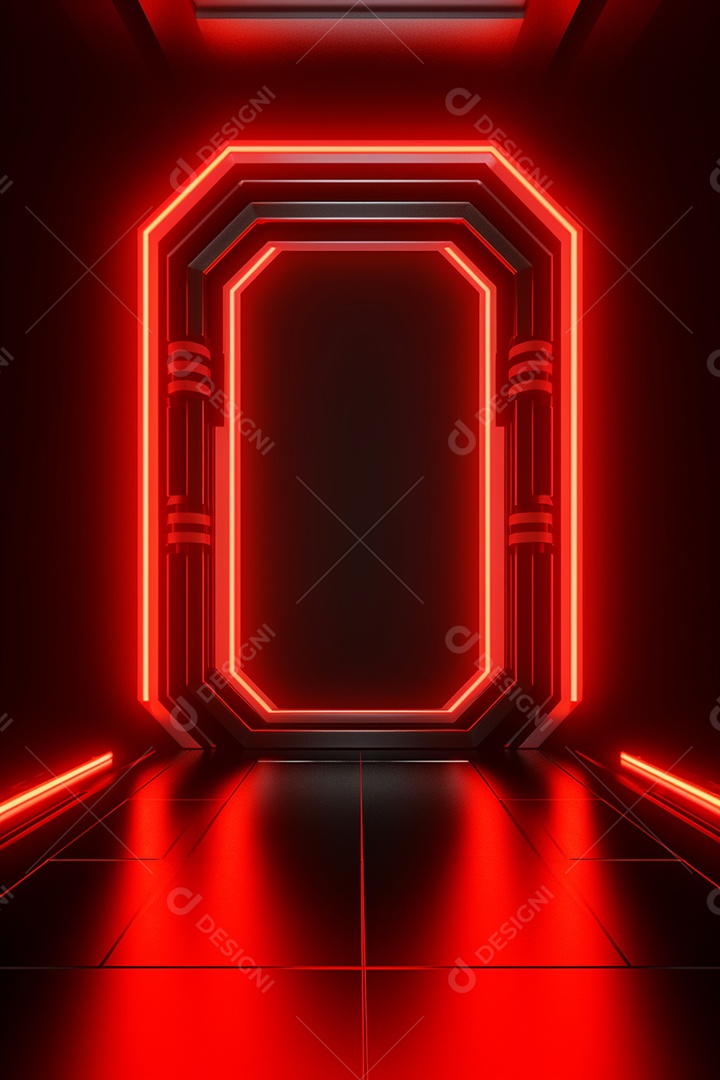 Cenário de um palco com luzes ao fundo