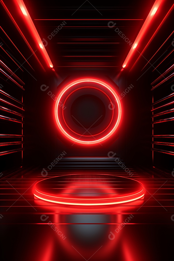 Cenário de um palco com luzes ao fundo