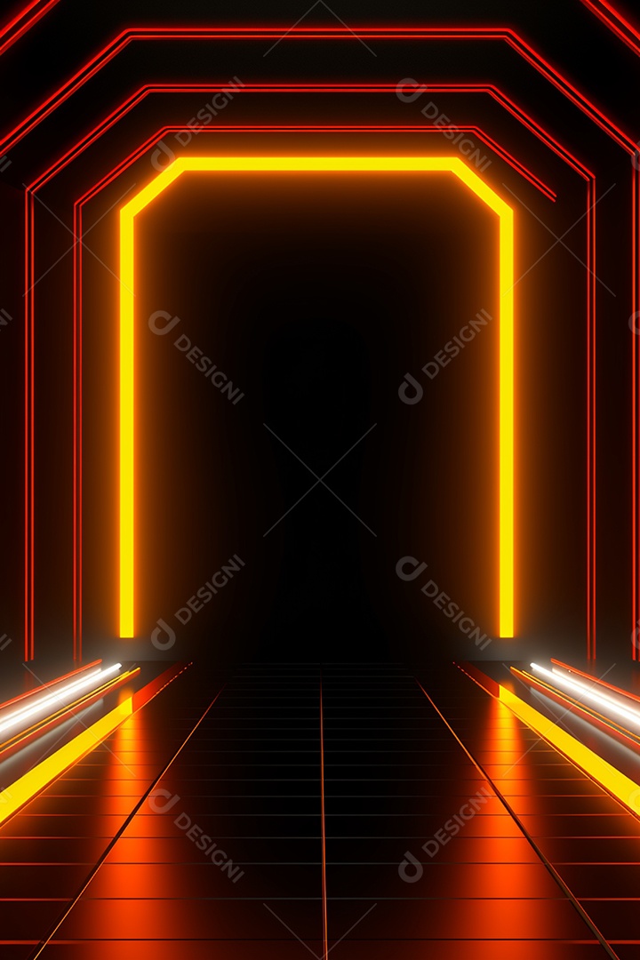 Cenário de um palco com luzes ao fundo