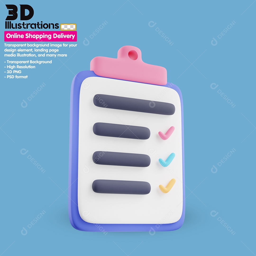 Prancheta Elemento 3D Para Composição PSD