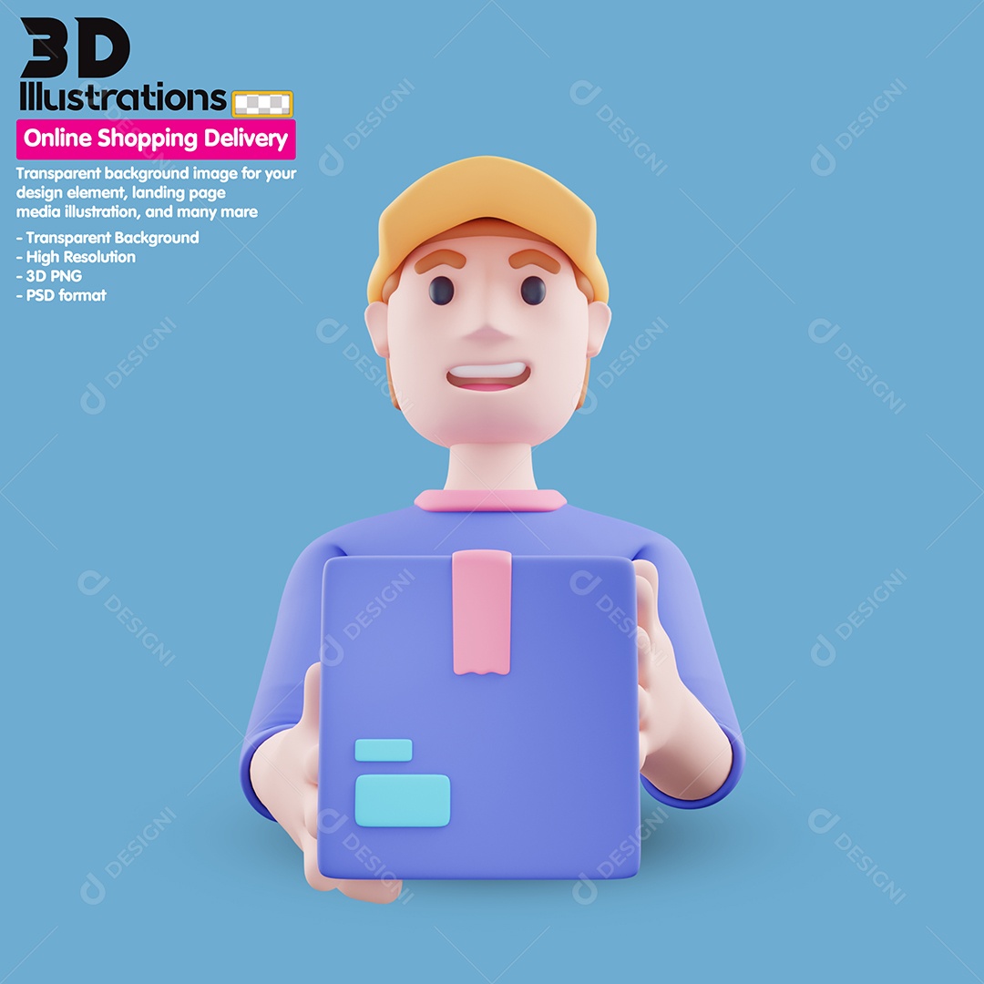 Entregador Elemento 3D Para Composição PSD