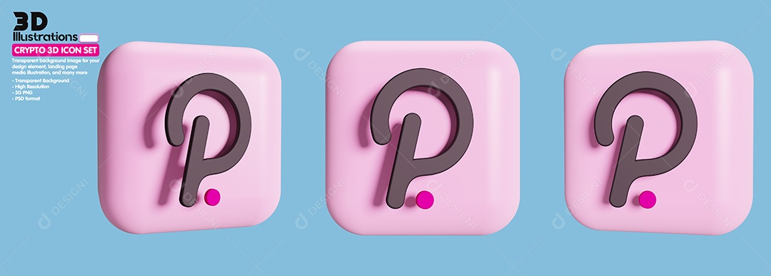 Polkadot Criptomoeda Elemento 3D Para Composição PSD