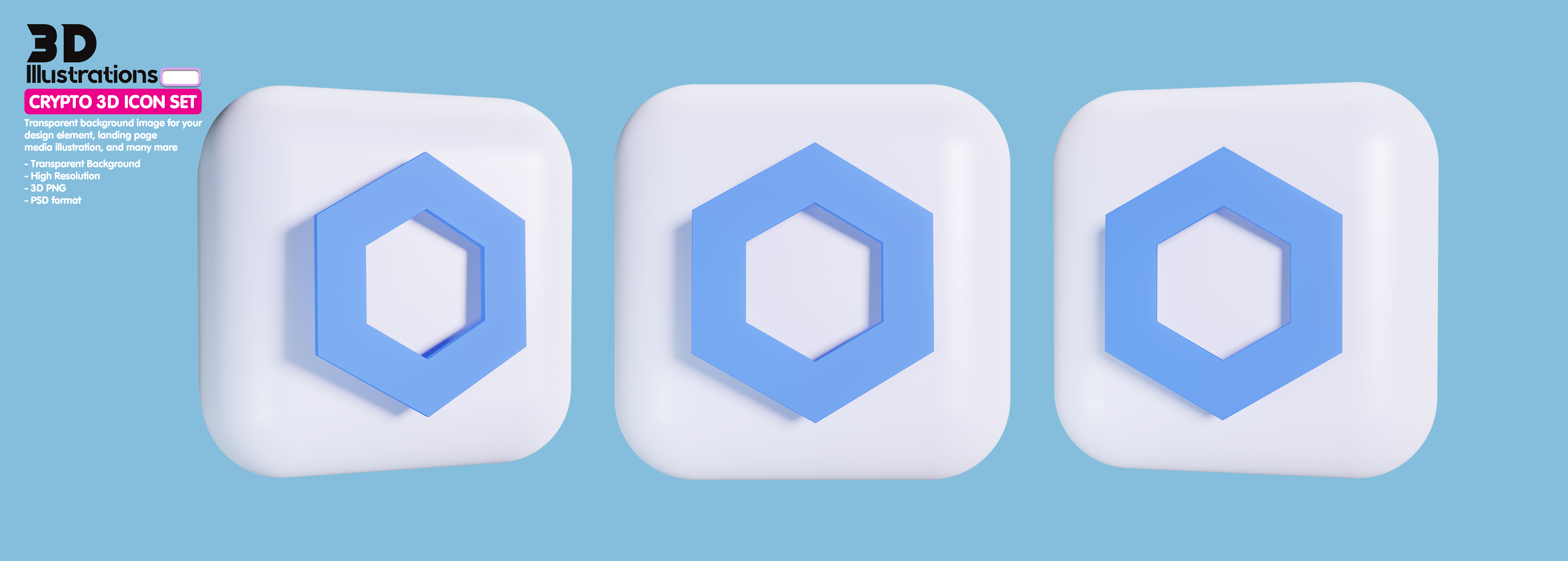 ChainLink Criptomoeda Elemento 3D Para Composição PSD