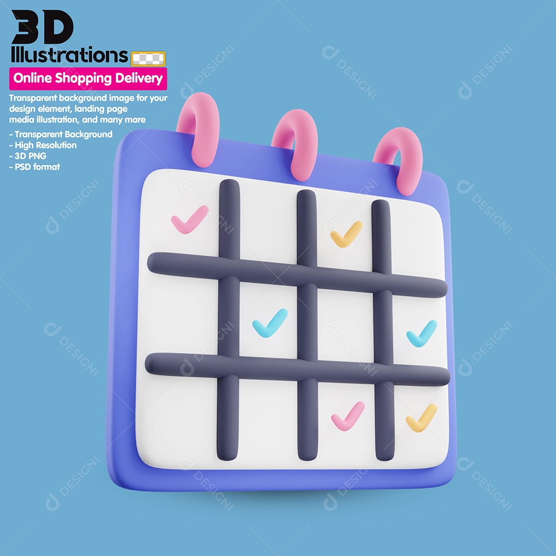 Calendário Elemento 3D Para Composição PSD