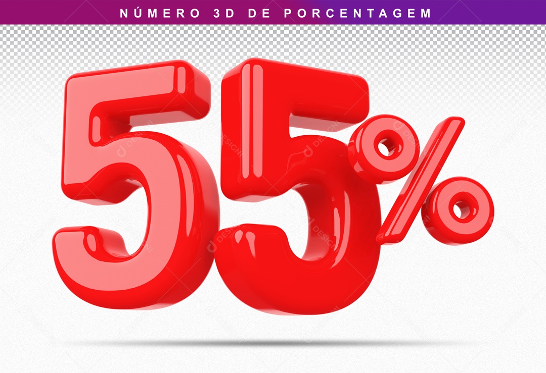 Numero 3D 55% Para Composição PSD
