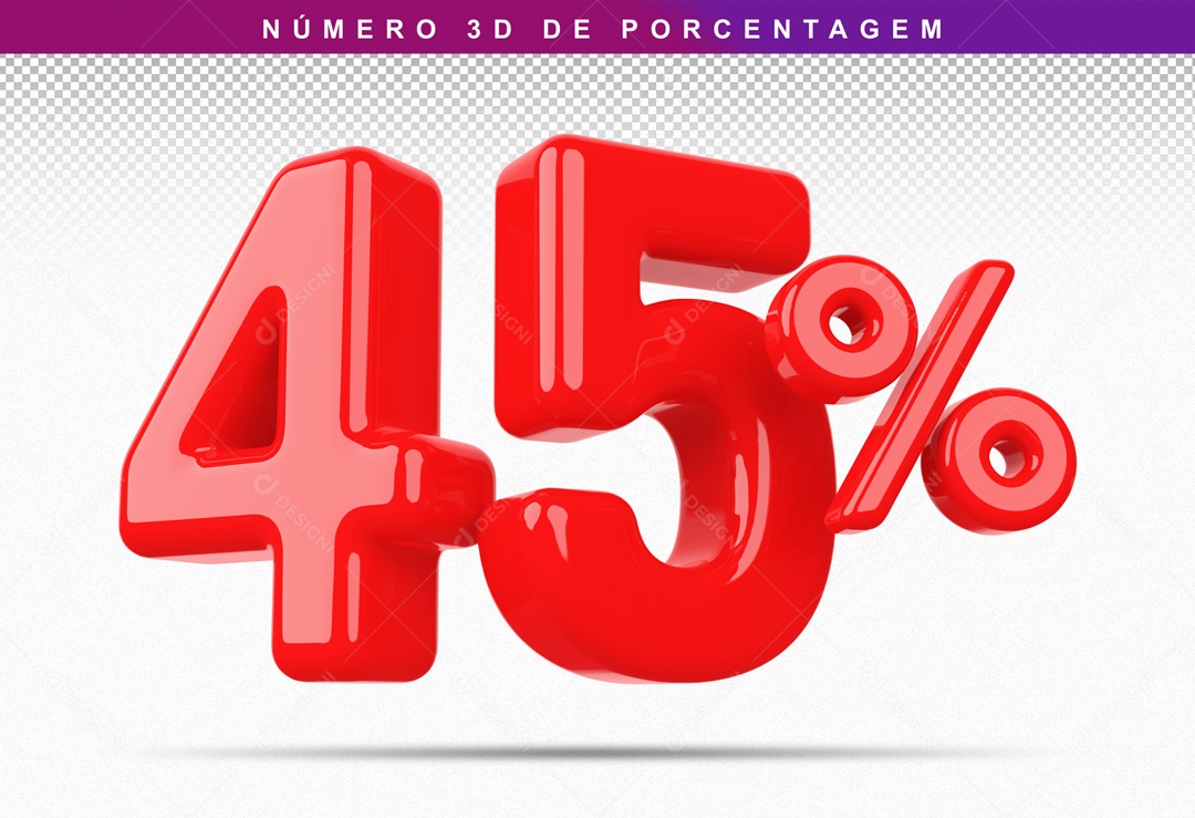 Numero 3D 45% Para Composição PSD