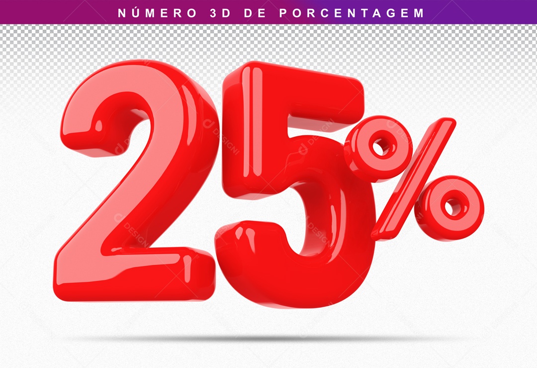 Numero 3D 25% Para Composição PSD