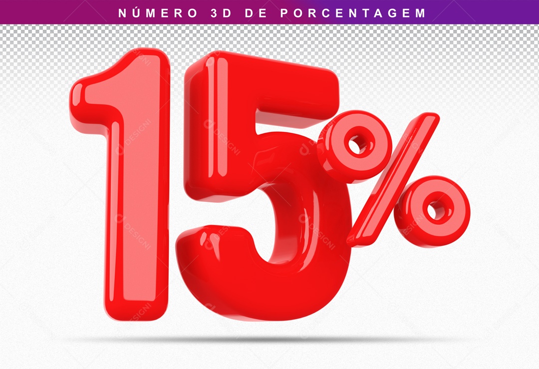 Numero 3D 15% Para Composição PSD