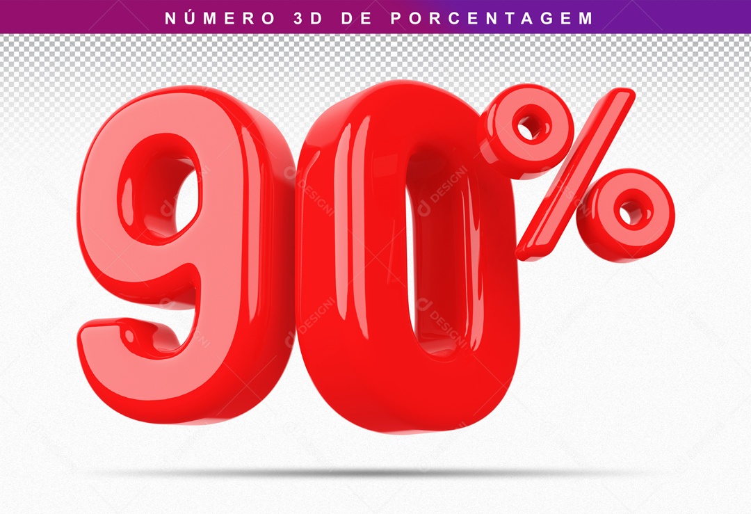 Numero 3D 90% Para Composição PSD