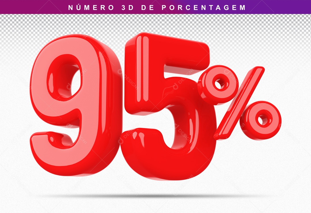 Numero 3D 95% Para Composição PSD