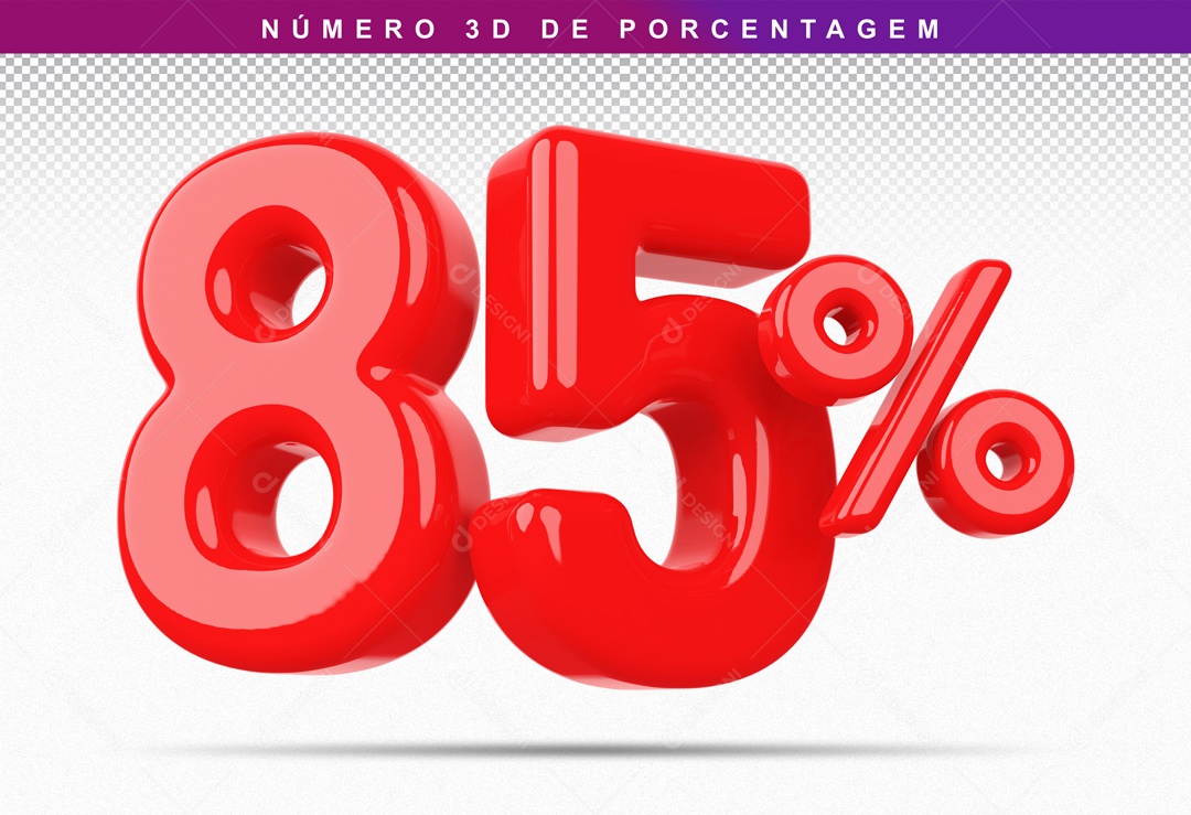 Numero 3D 85% Para Composição PSD