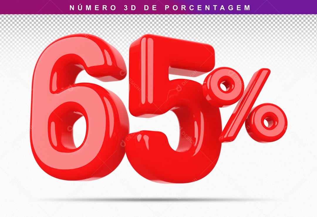 Numero 3D 65% Para Composição PSD