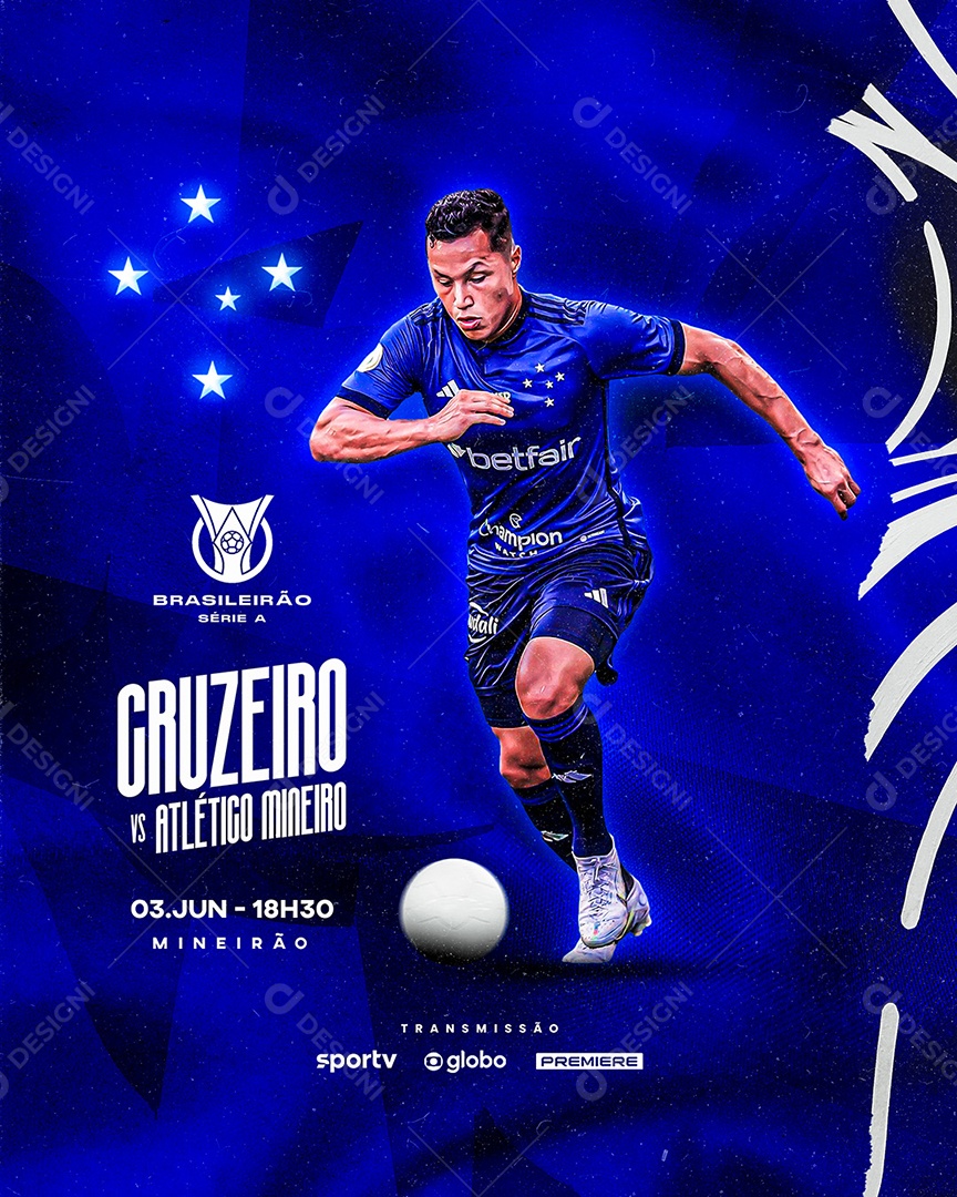 Flyer Cruzeiro Vs Atlético Mineiro Social Media PSD Editável