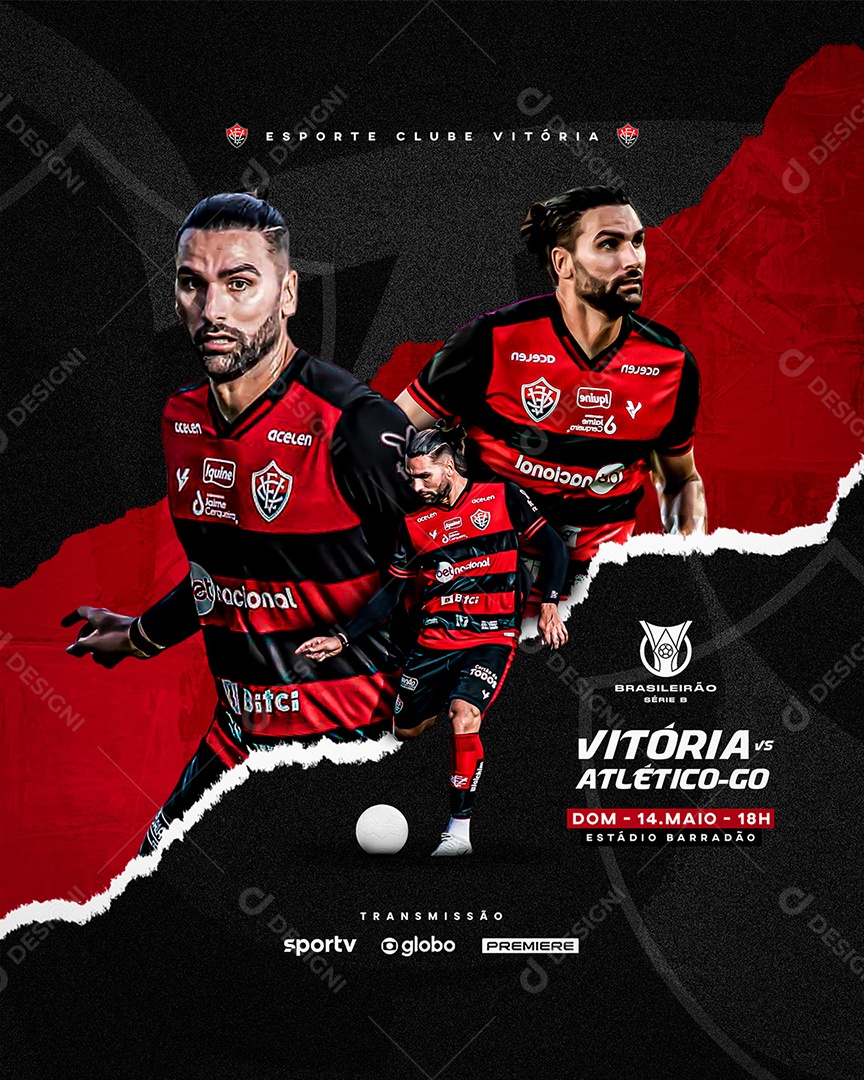 Flyer Vitória Vs Atlético-Go Social Media PSD Editável