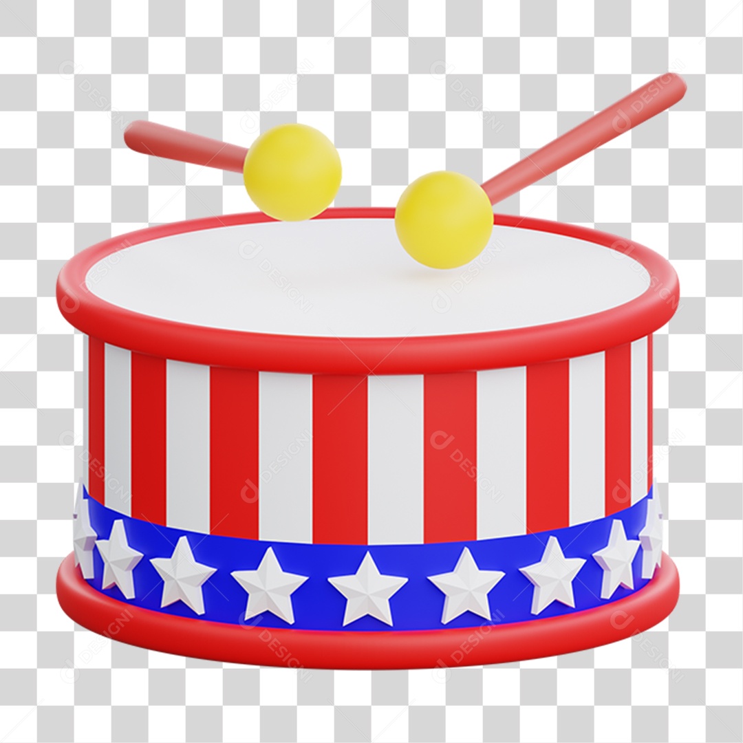 Elemento 3D 4 de Julho Dia da Independência dos Estados Unidos para Composição PNG Transparente