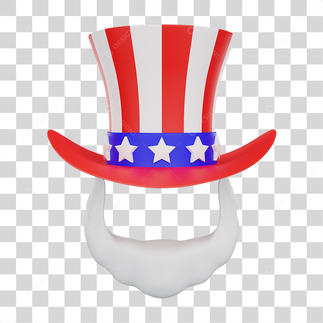 Elemento 3D 4 de Julho Dia da Independência dos Estados Unidos para Composição PNG Transparente