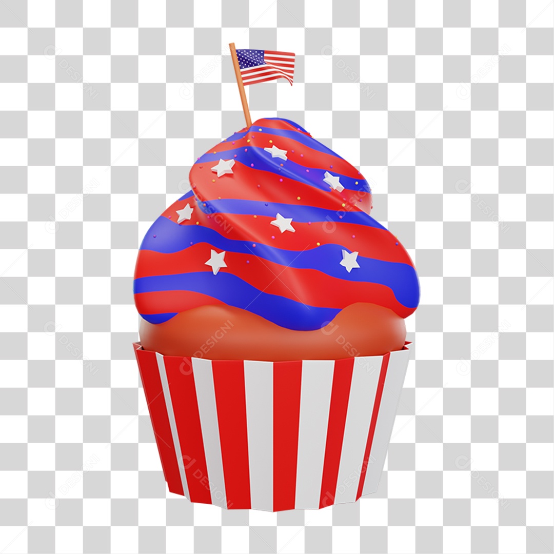 Elemento 3D 4 de Julho Dia da Independência dos Estados Unidos para Composição PNG Transparente