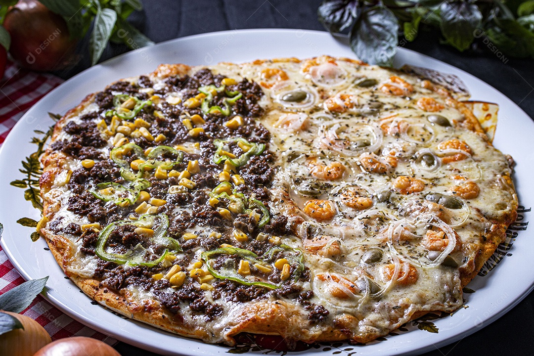 Deliciosa pizza de camarão