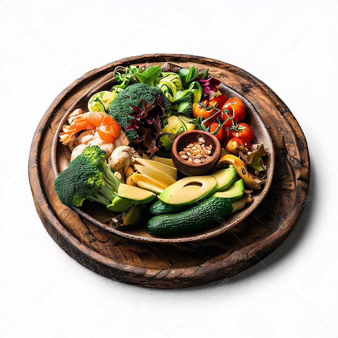 Prato saudável com frutas verduras e legumes