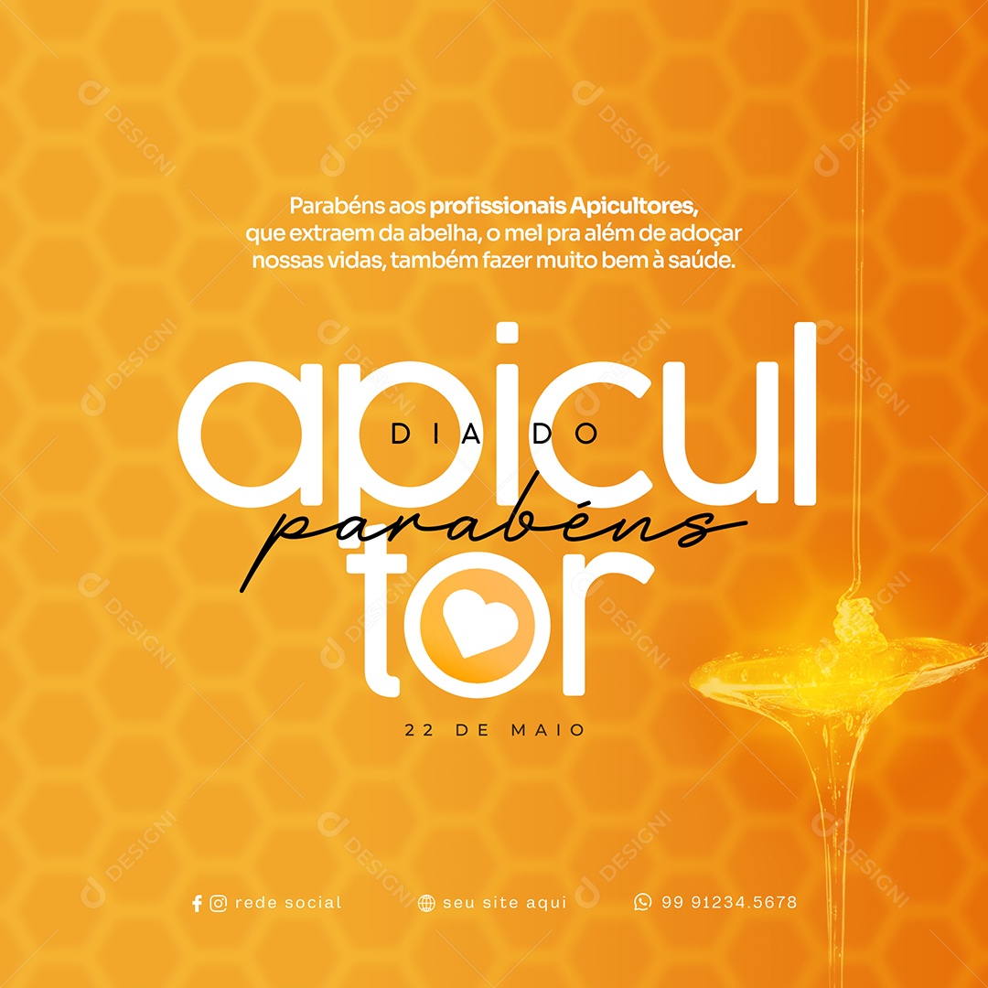 Parabéns a Todos Apicultores Data Comemorativa 22 de Maio Social Media PSD Editável