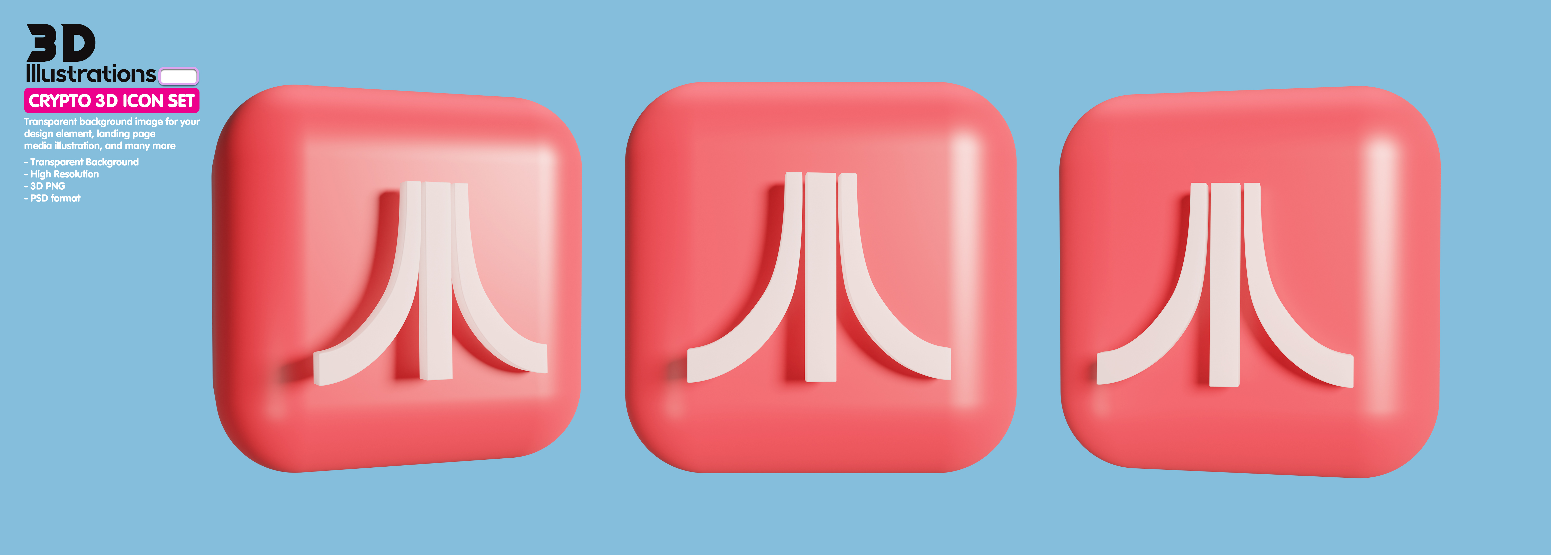 Atari Criptomoeda Elemento 3D Para Composição PSD