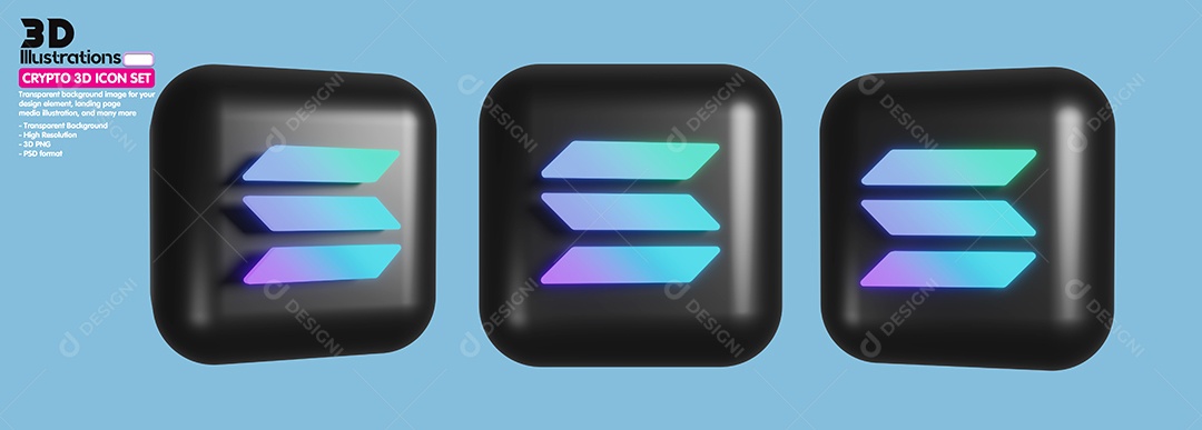 Solana Criptomoeda Elemento 3D Para Composição PSD