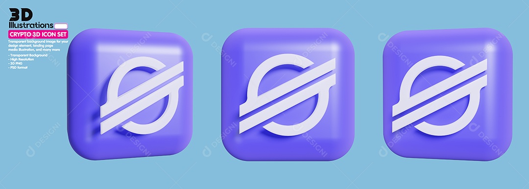 Stellar Criptomoeda Elemento 3D Para Composição PSD