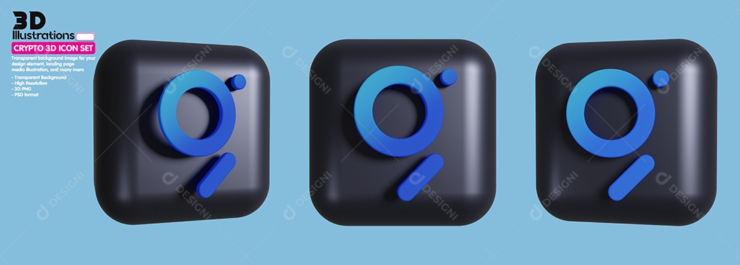 GRT Criptomoeda Elemento 3D Para Composição PSD