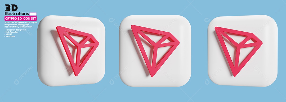 TRX Criptomoeda Elemento 3D Para Composição PSD