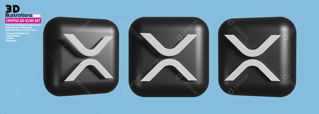 XRP Criptomoeda Elemento 3D Para Composição PSD