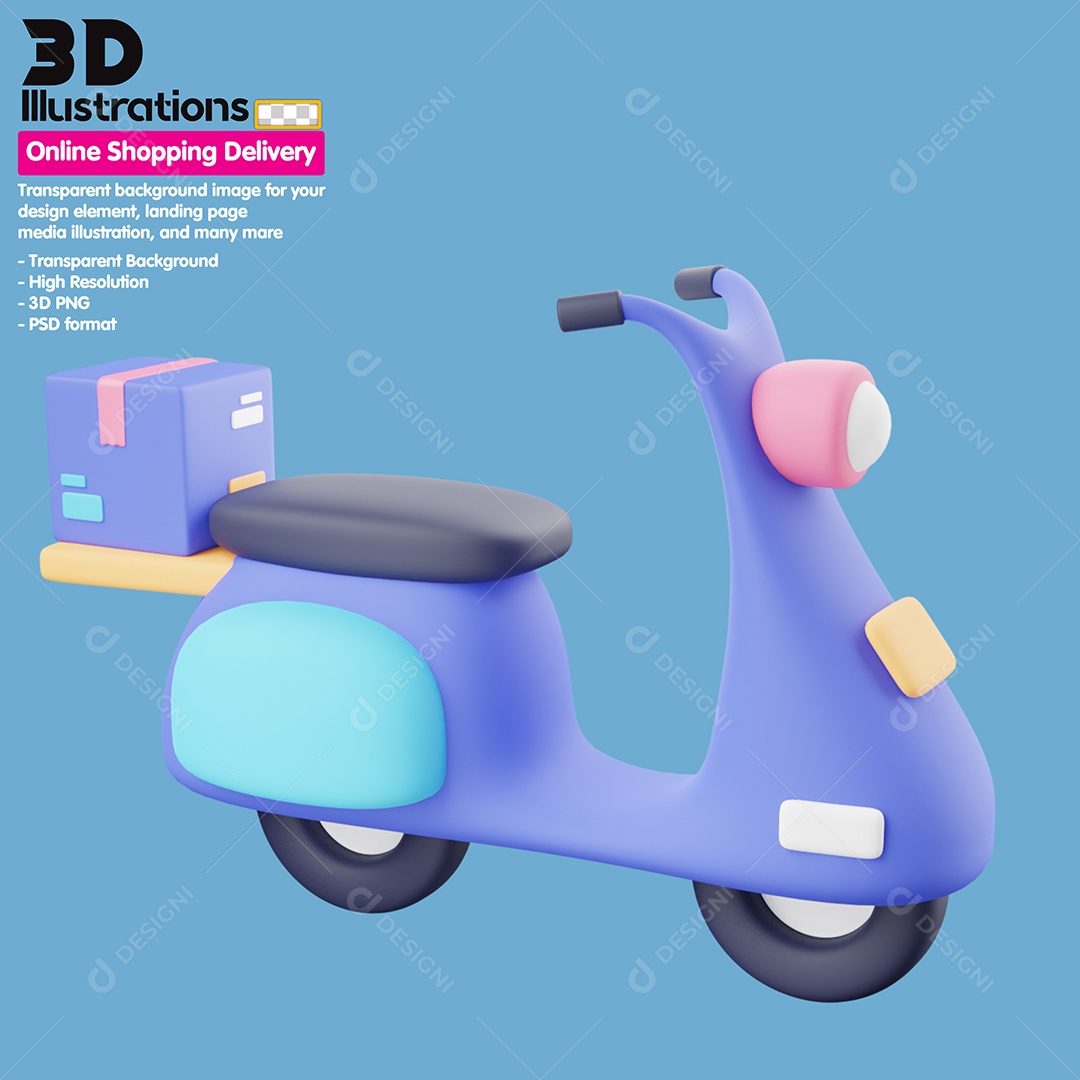 Moto De Entrega Elemento 3D Para Composição PSD
